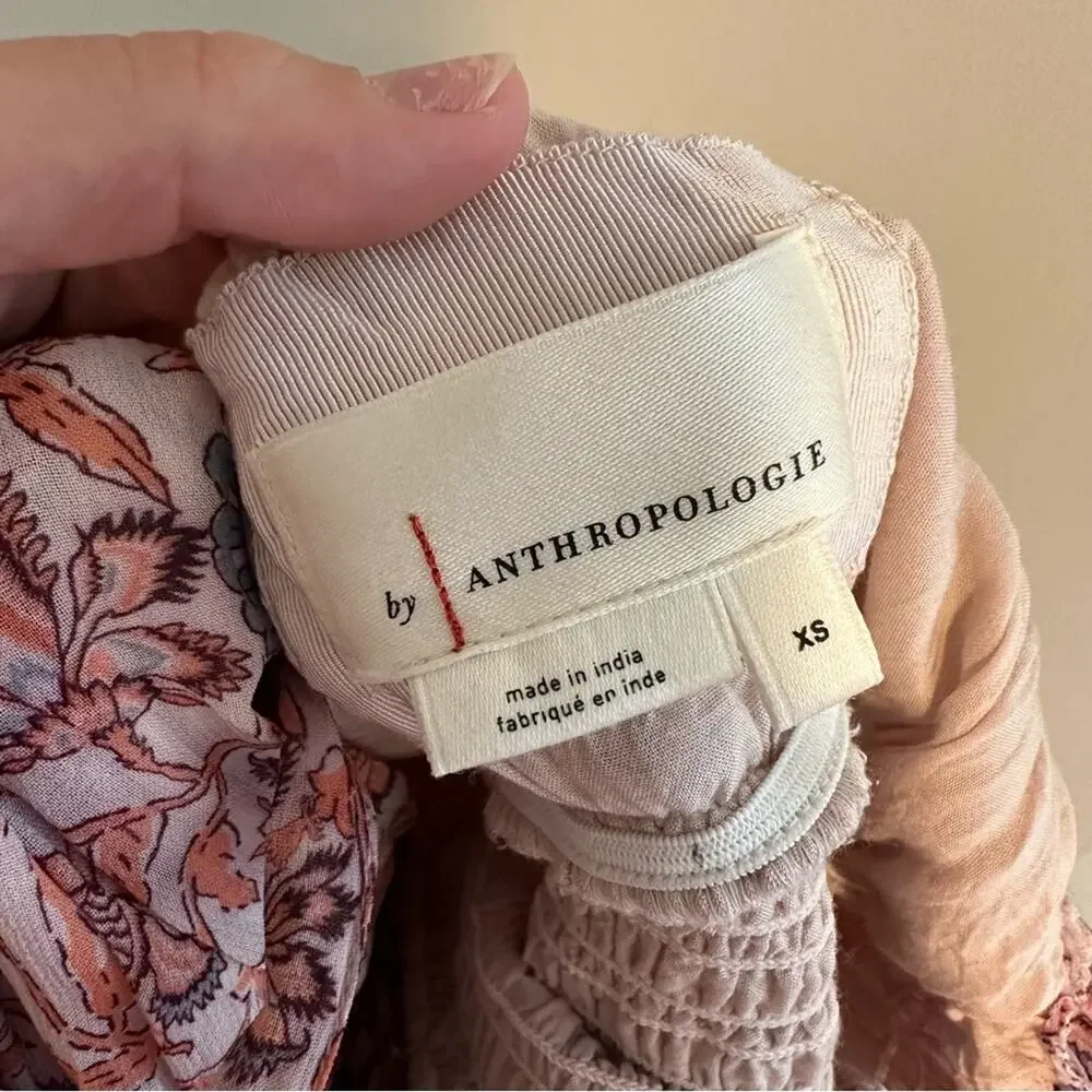 Anthropologie Pink Floral Maxi Dress XS
